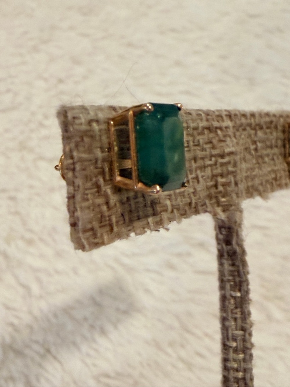 Vintage Emerald Cut Emerald 14K Stud Earrings Dark Green - Picture 4 of 12